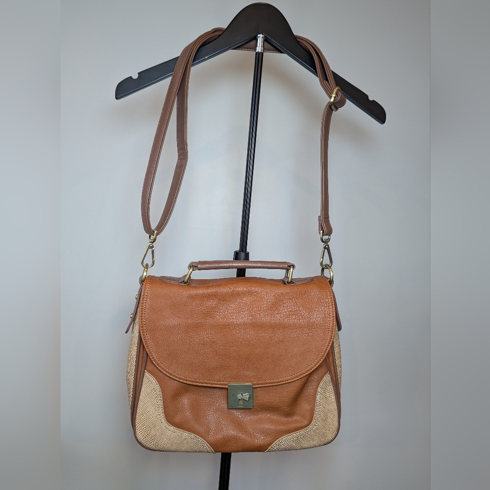 Nila Anthony Colorblock Brown Satchel Shoulder Bag